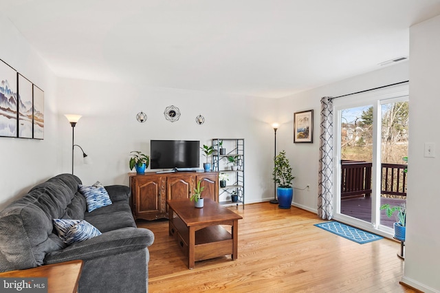 living room featuring light hardwood / wood-style floors