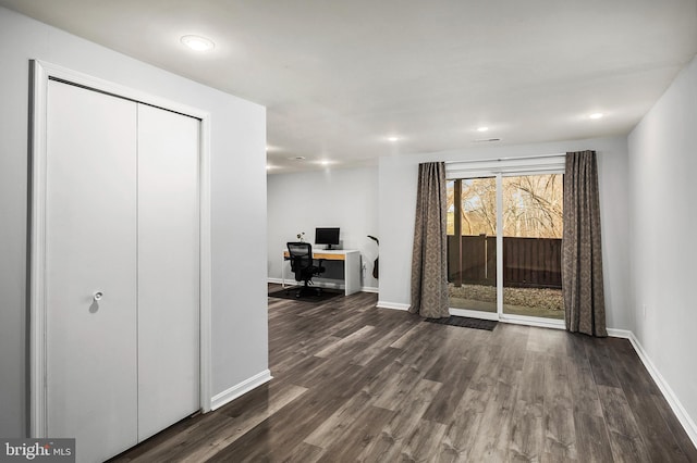 interior space featuring dark wood-type flooring