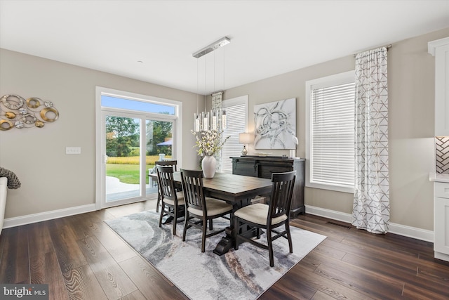 dining room with dark hardwood / wood-style floors