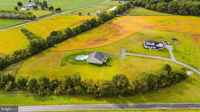 drone / aerial view with a rural view