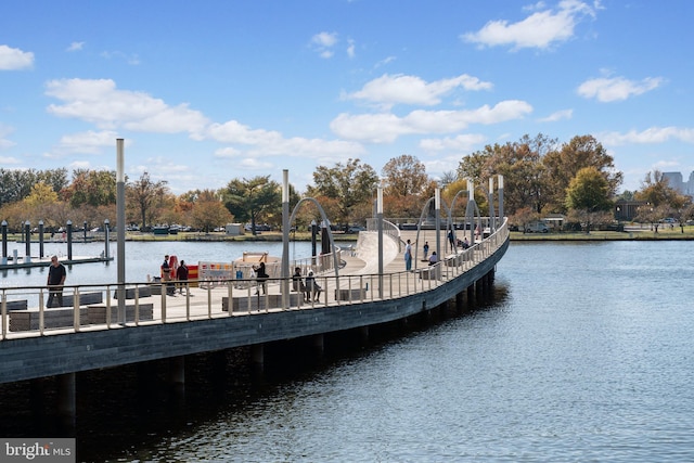 dock area featuring a water view