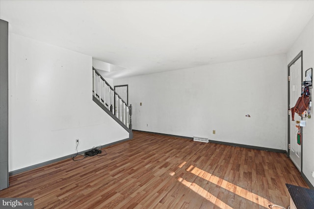 unfurnished living room with wood-type flooring