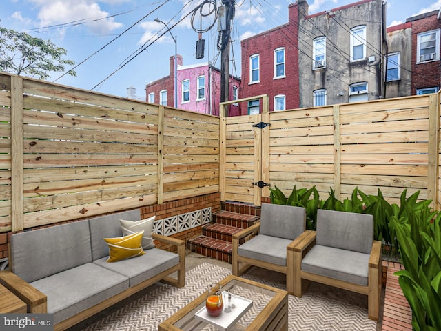 view of patio / terrace featuring an outdoor living space