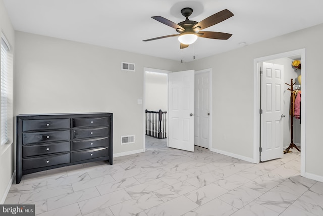 unfurnished bedroom with ceiling fan