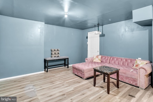 living room with light hardwood / wood-style flooring