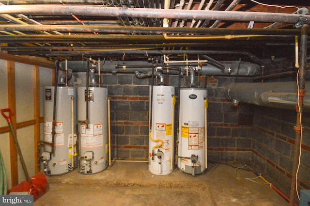 utility room featuring water heater