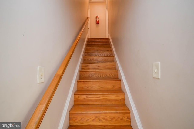 stairs with wood-type flooring