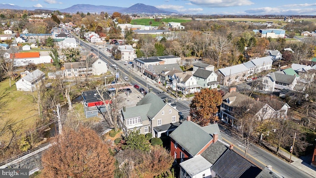 aerial view with a mountain view