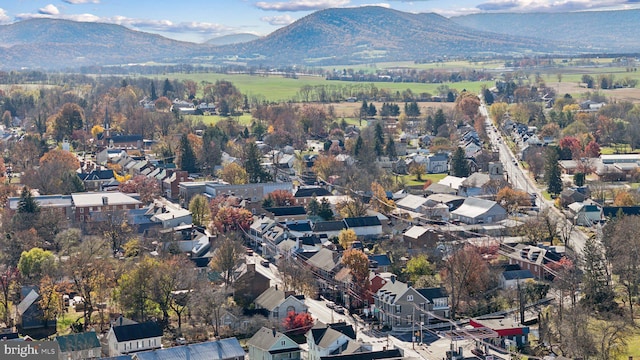 birds eye view of property with a mountain view