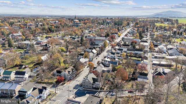 bird's eye view with a mountain view