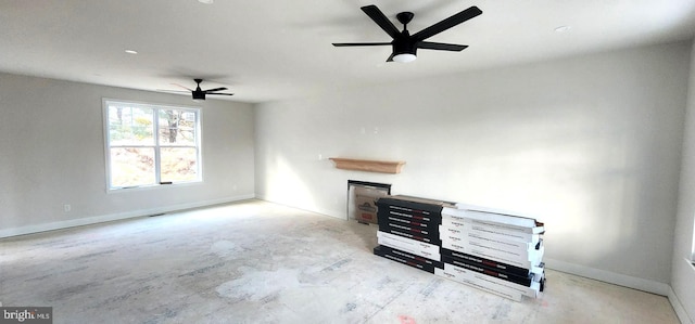 living room with ceiling fan