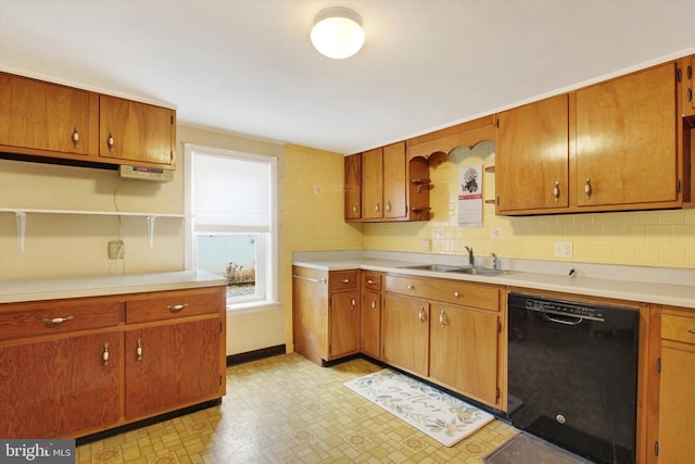 kitchen with sink and black dishwasher