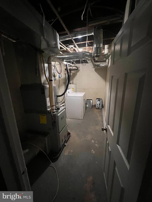 basement with washer and dryer