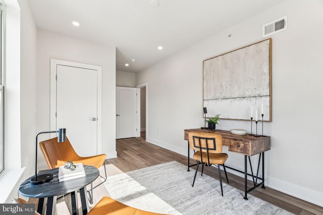 office space featuring light hardwood / wood-style floors