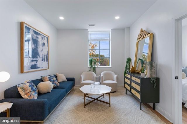 living room featuring light hardwood / wood-style flooring