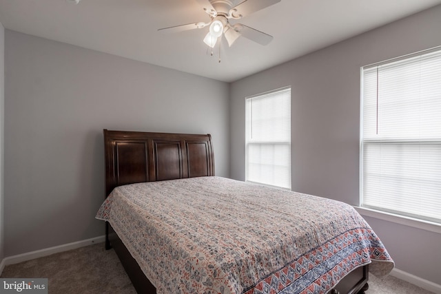 bedroom featuring carpet and ceiling fan