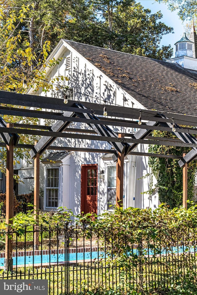 exterior space featuring a pergola