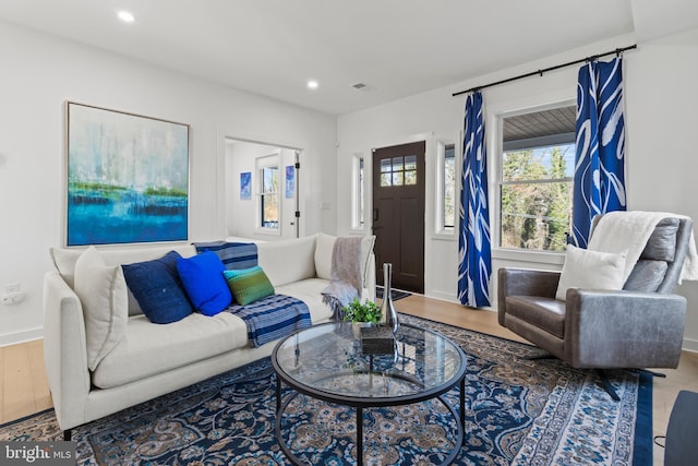 living room with hardwood / wood-style flooring