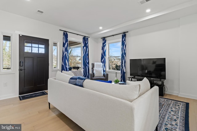 living room featuring light hardwood / wood-style flooring