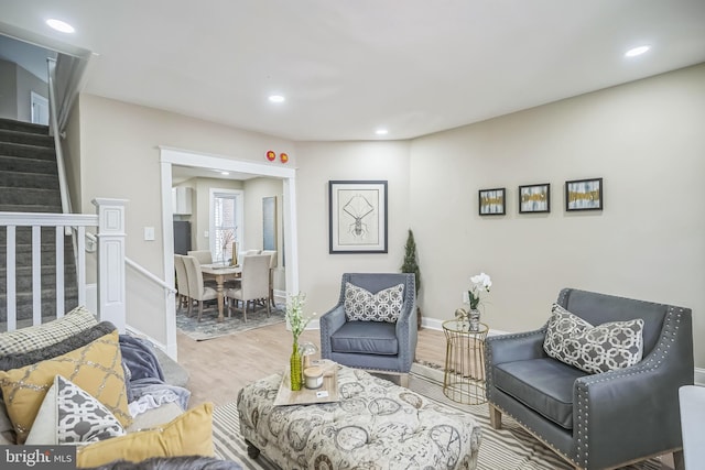 living room with hardwood / wood-style floors