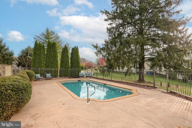 view of swimming pool featuring a patio