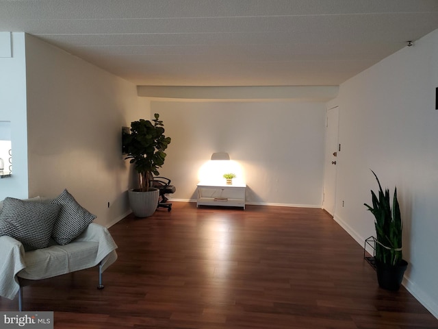 sitting room featuring dark hardwood / wood-style flooring