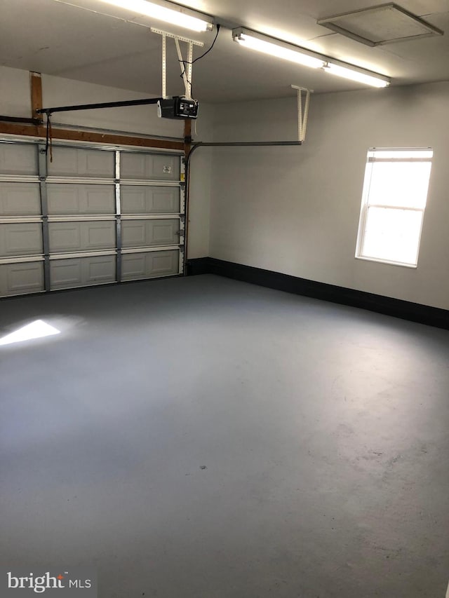 garage with a garage door opener