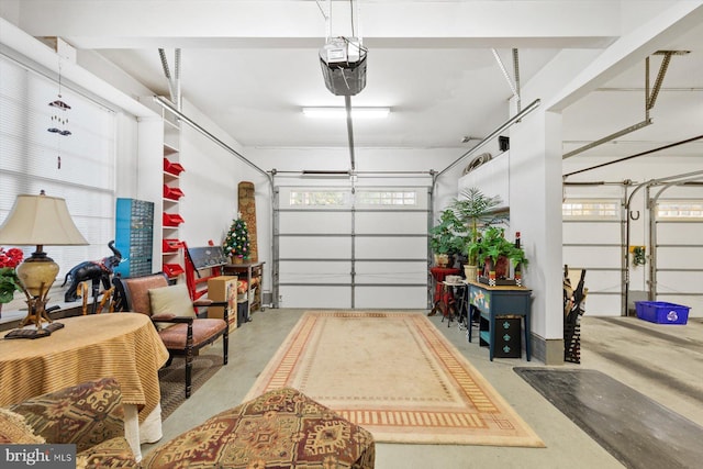 garage with a garage door opener