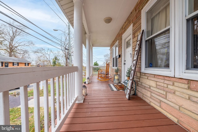 deck with covered porch