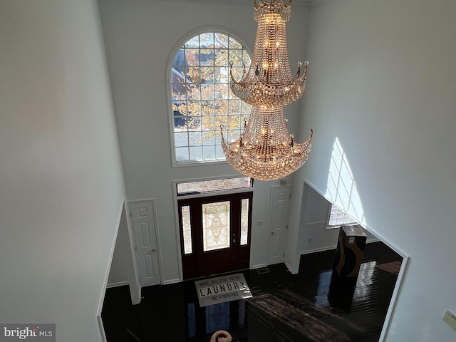 32 Vicari Way, Tuckerton, NJ 08087 - foyer entrance with a chandelier, a high ceiling, and baseboards