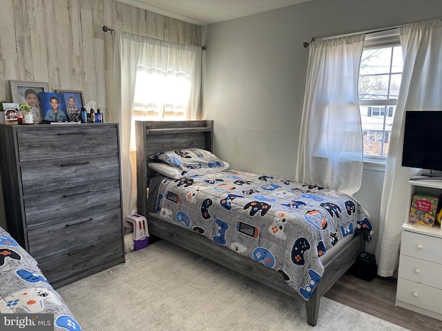 bedroom with hardwood / wood-style floors