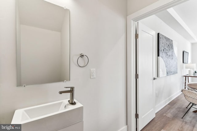 bathroom featuring sink and hardwood / wood-style floors