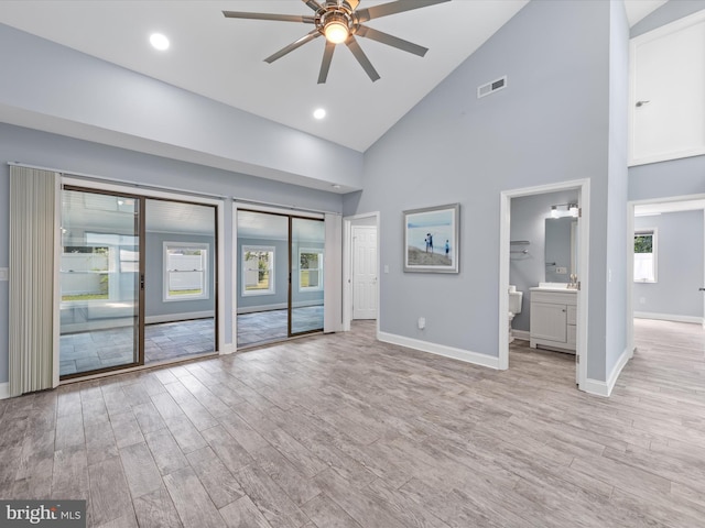 interior space with a healthy amount of sunlight and light hardwood / wood-style flooring