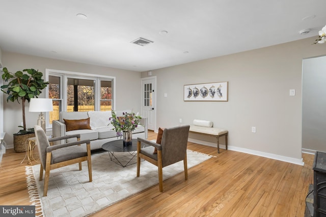 living room featuring light hardwood / wood-style flooring