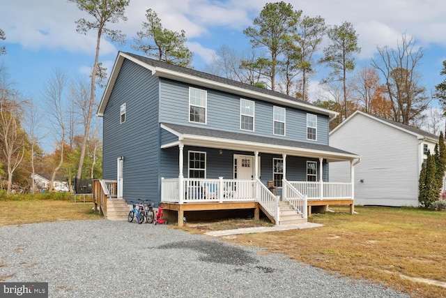 view of front facade featuring covered porch