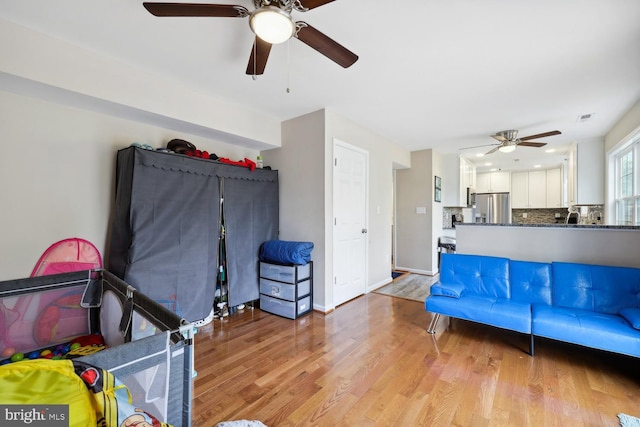 living room with light wood-type flooring