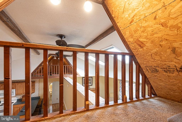 interior space featuring ceiling fan