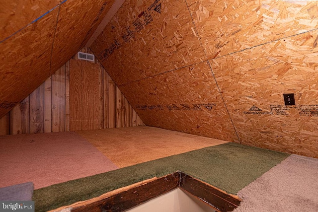 view of unfinished attic