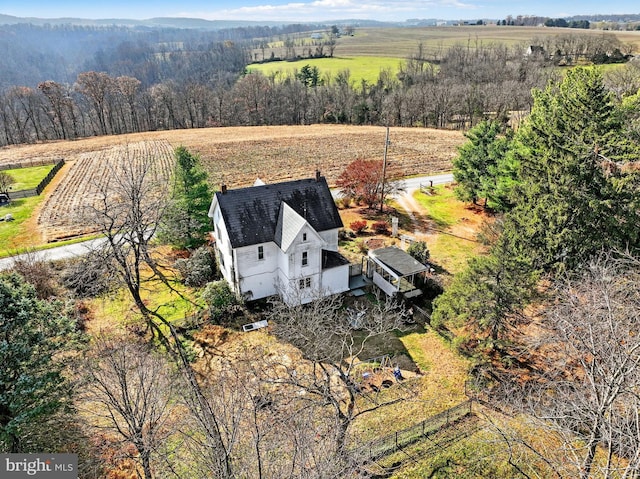 aerial view featuring a rural view