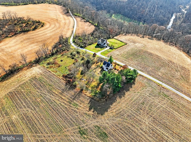 aerial view featuring a rural view