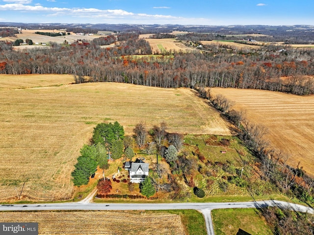 drone / aerial view with a rural view