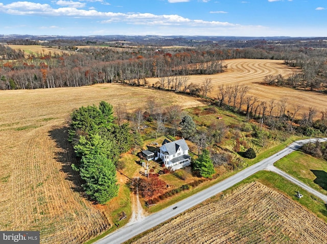 drone / aerial view featuring a rural view