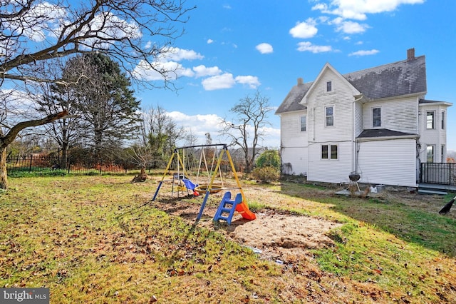 exterior space with a playground