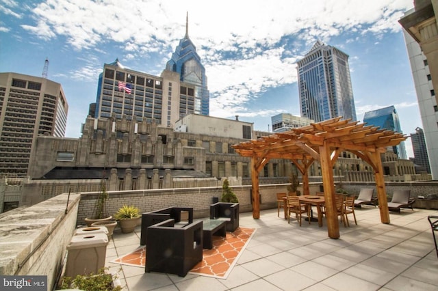 view of patio featuring a pergola