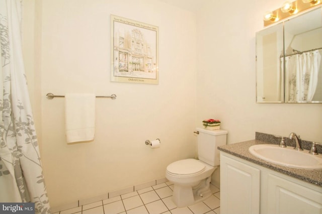 bathroom with tile patterned floors, vanity, and toilet