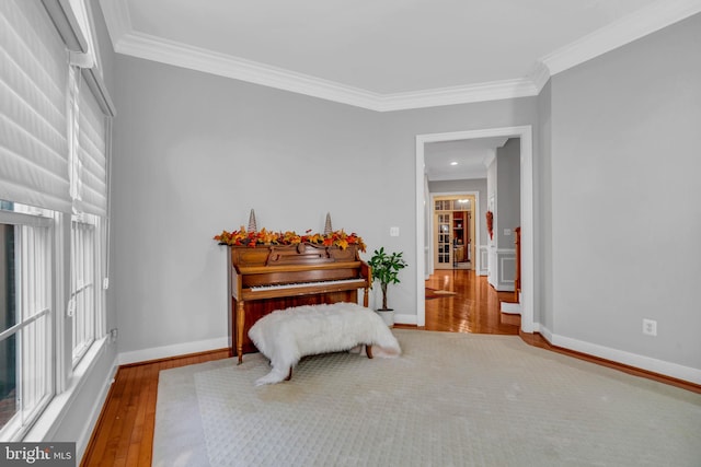 7238 Farr St, Annandale, VA 22003 - living area with wood finished floors, ornamental molding, and baseboards
