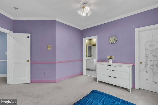 7238 Farr St, Annandale, VA 22003 - carpeted bedroom featuring crown molding, baseboards, and ensuite bathroom