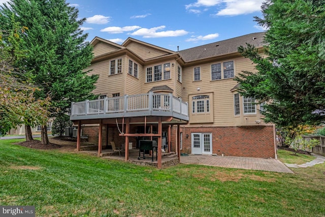 7238 Farr St, Annandale, VA 22003 - rear view of property with a patio area, a yard, a deck, and brick siding