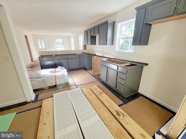 kitchen featuring gray cabinetry