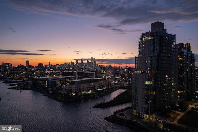 view of city with a water view